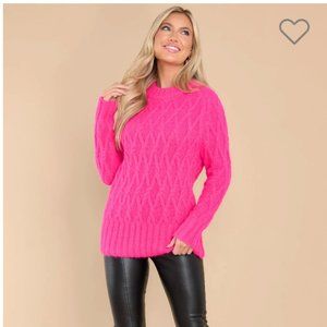 BB DAKOTA Olive Pink Glo Pullover - XS NWT